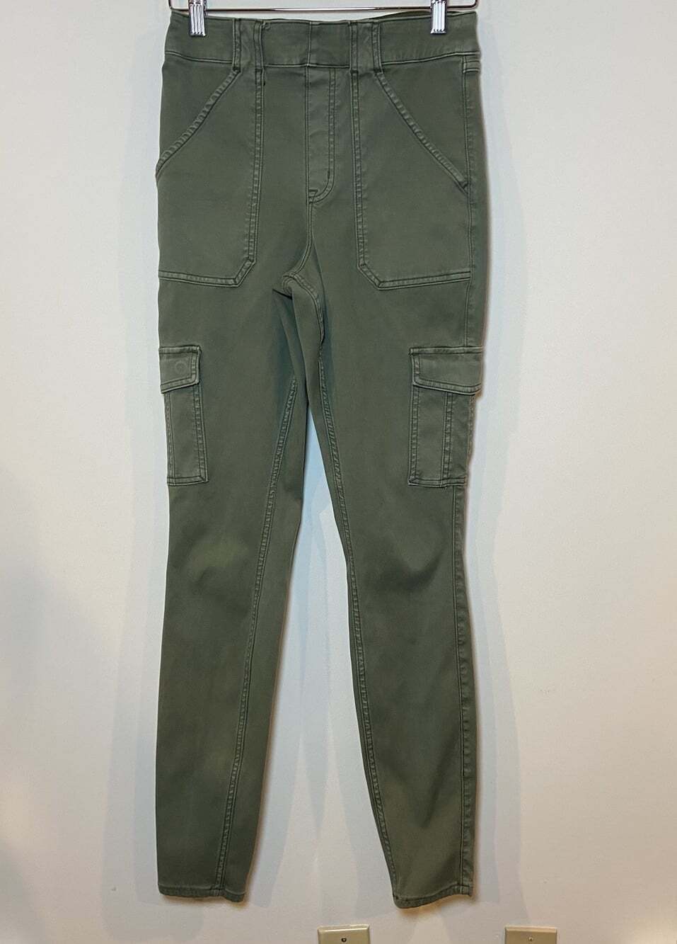 Spanx Stretch Twill Skinny Cargo Pants Olive Green Size M Tall